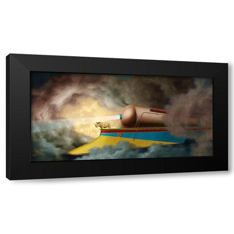 Rhino Train Black Modern Wood Framed Art Print with Double Matting by Herzog, Linda Ridd