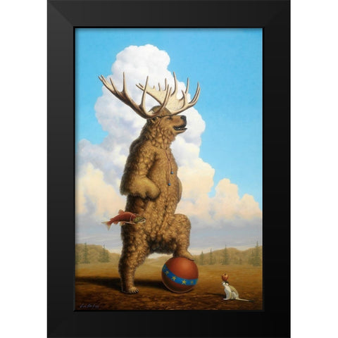 When Griz Grew Up He Wanted To Be A Moose Black Modern Wood Framed Art Print by Herzog, Linda Ridd