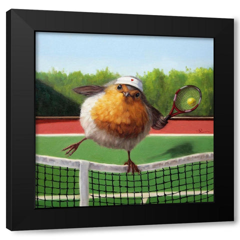 Round Robin Black Modern Wood Framed Art Print by Heffernan, Lucia