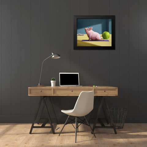 Yoga With Friends Black Modern Wood Framed Art Print by Heffernan, Lucia