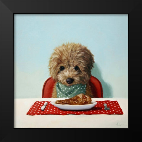 Puppy Chow Black Modern Wood Framed Art Print by Heffernan, Lucia