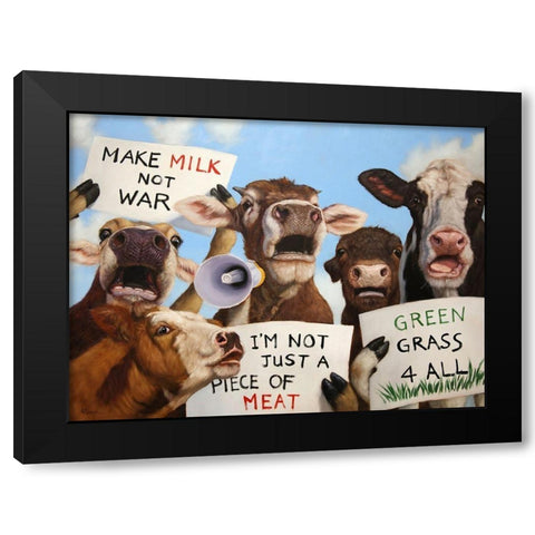 Political Moooovement Black Modern Wood Framed Art Print with Double Matting by Heffernan, Lucia