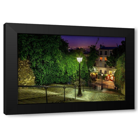 Montmartre Steps Black Modern Wood Framed Art Print by Herrera, H.J.