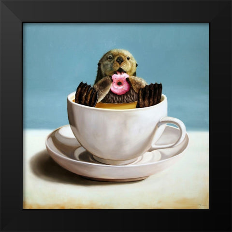 Otterly Delicious Black Modern Wood Framed Art Print by Heffernan, Lucia