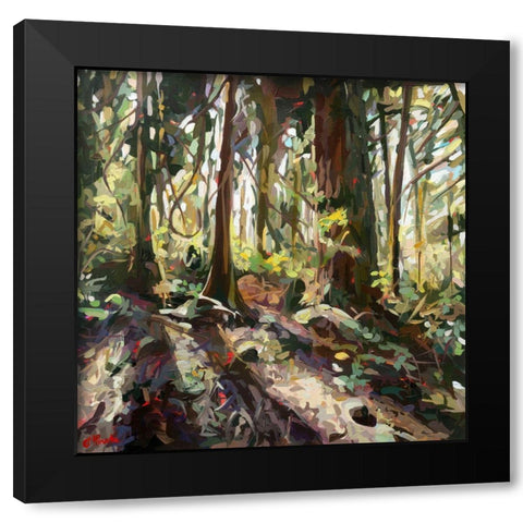 Cedar Shadows Black Modern Wood Framed Art Print by Hastie, Joanne