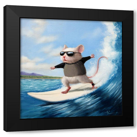 Surfs Up Black Modern Wood Framed Art Print with Double Matting by Heffernan, Lucia