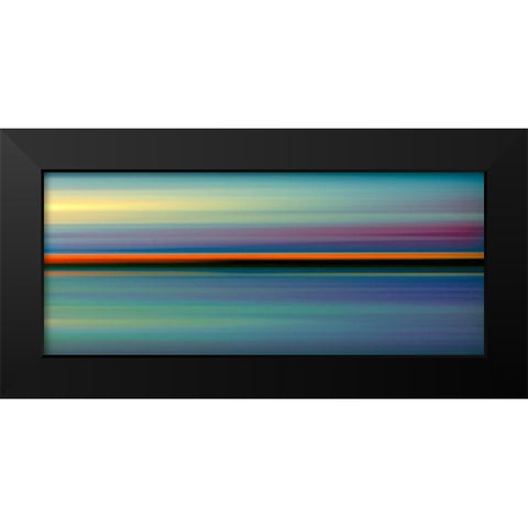 Red Line Horizon Black Modern Wood Framed Art Print by Hile, Scott