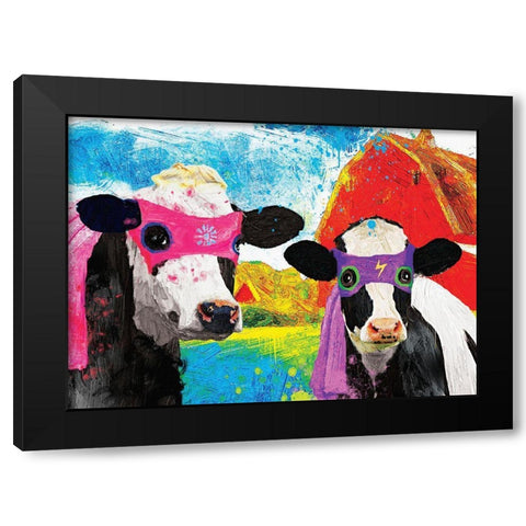 Lightning Girl and Tina Black Modern Wood Framed Art Print with Double Matting by Hastings, Porter