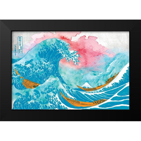 The Great Teal Wave Black Modern Wood Framed Art Print by Hastings, Porter