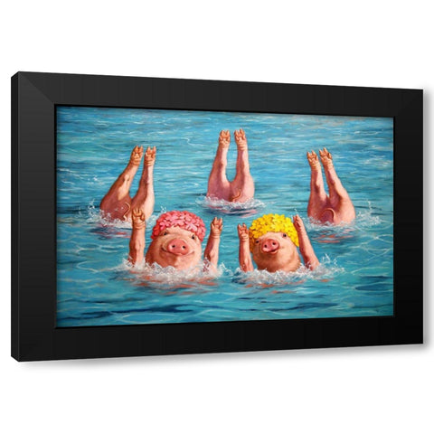 Water Ballet Black Modern Wood Framed Art Print by Heffernan, Lucia