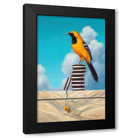 Oriole Oreos Black Modern Wood Framed Art Print with Double Matting by Herzog, Linda Ridd