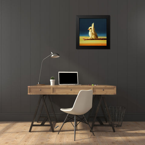 Yoga Chick Monkey Pose Black Modern Wood Framed Art Print by Heffernan, Lucia