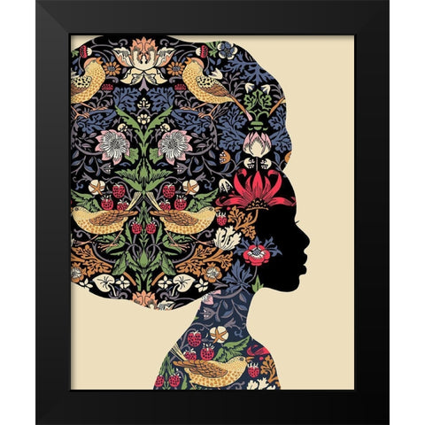 Afro Woman Black Modern Wood Framed Art Print by Horvat, Ioana