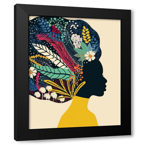 Afro Woman In Yellow Black Modern Wood Framed Art Print with Double Matting by Horvat, Ioana