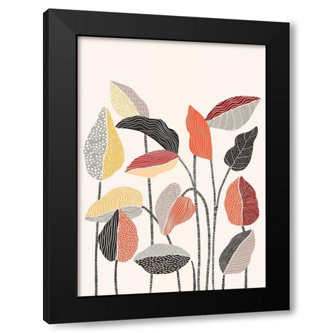 Happy Leaves A Black Modern Wood Framed Art Print by Horvat, Ioana