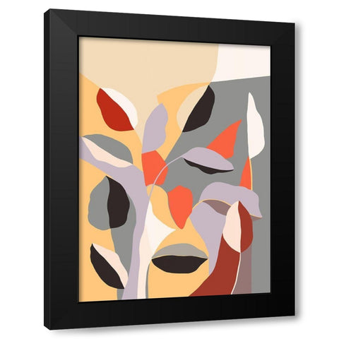 Happy Leaves B Black Modern Wood Framed Art Print by Horvat, Ioana