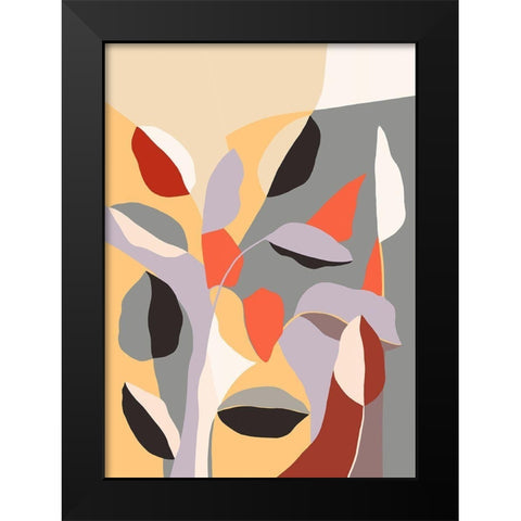 Happy Leaves B Black Modern Wood Framed Art Print by Horvat, Ioana