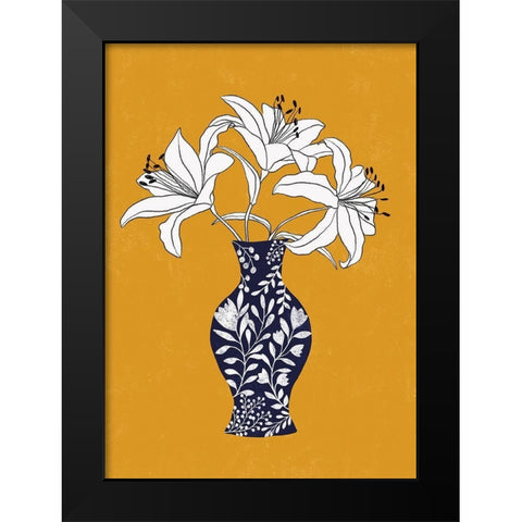 Lily On Yellow Black Modern Wood Framed Art Print by Horvat, Ioana