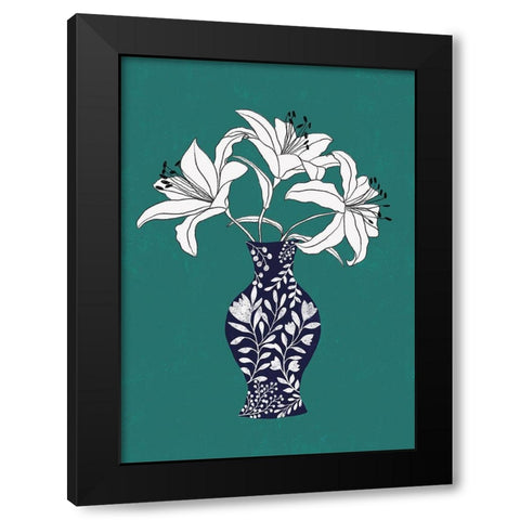 Lily On Teal Black Modern Wood Framed Art Print by Horvat, Ioana