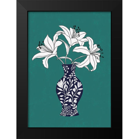 Lily On Teal Black Modern Wood Framed Art Print by Horvat, Ioana