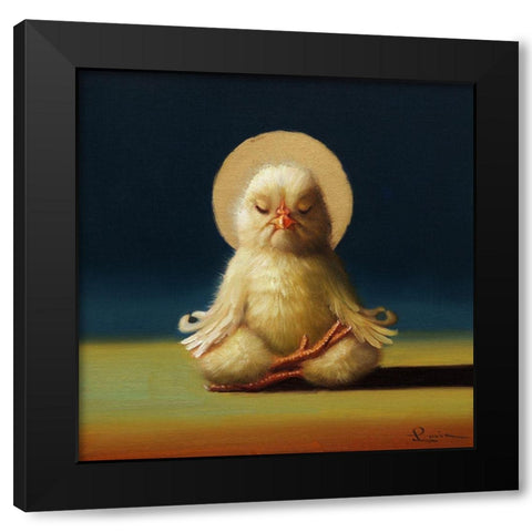 Yoga Chick Half Lotus Black Modern Wood Framed Art Print with Double Matting by Heffernan, Lucia