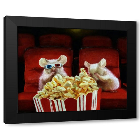 Movie Night 2 Black Modern Wood Framed Art Print by Heffernan, Lucia