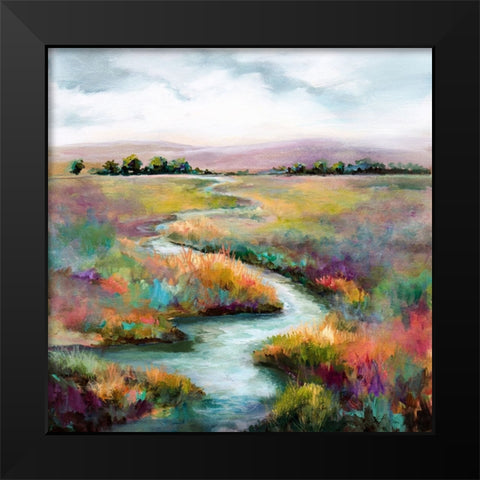 Meandering Stream Black Modern Wood Framed Art Print by Hale, Karen