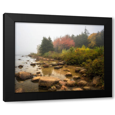 Misty Maine Black Modern Wood Framed Art Print with Double Matting by Head, Danny