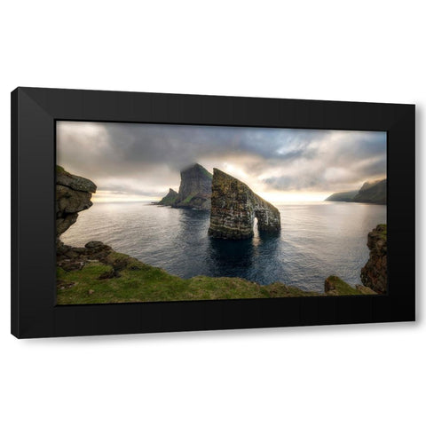 Sunset at Drangarnir Black Modern Wood Framed Art Print by Head, Danny