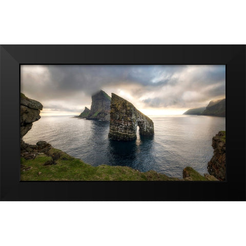 Sunset at Drangarnir Black Modern Wood Framed Art Print by Head, Danny