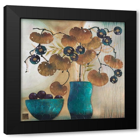 Raku Bowl and Vase Black Modern Wood Framed Art Print by Hughlock, Margaret