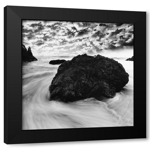 Tide Swirl Black Modern Wood Framed Art Print with Double Matting by PhotoINC Studio