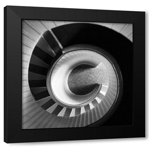 Spiral Staircase No. 4 Black Modern Wood Framed Art Print with Double Matting by PhotoINC Studio