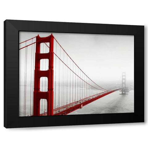 Golden Gate Bridge in Fog Black Modern Wood Framed Art Print with Double Matting by PhotoINC Studio