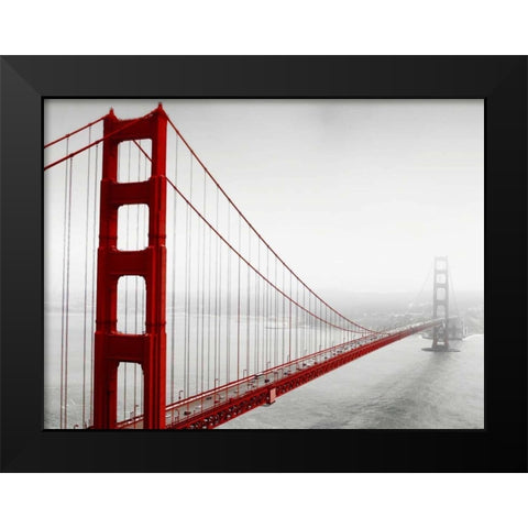 Golden Gate Bridge in Fog Black Modern Wood Framed Art Print by PhotoINC Studio