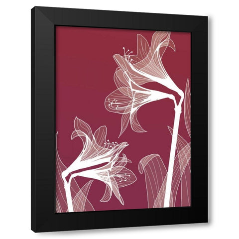 X-ray Flowers Black Modern Wood Framed Art Print with Double Matting by GraphINC