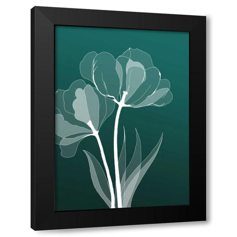 X-ray Flowers Black Modern Wood Framed Art Print by GraphINC