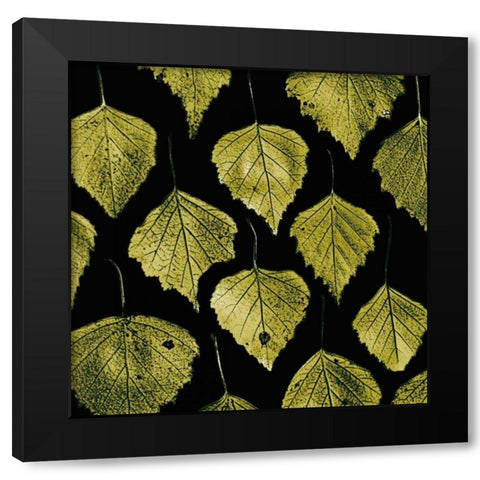 Green Leaves Black Modern Wood Framed Art Print by PhotoINC Studio