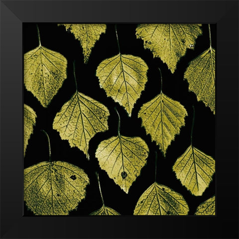 Green Leaves Black Modern Wood Framed Art Print by PhotoINC Studio