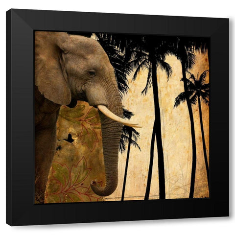 Mighty Elephant 1 Black Modern Wood Framed Art Print with Double Matting by GraphINC