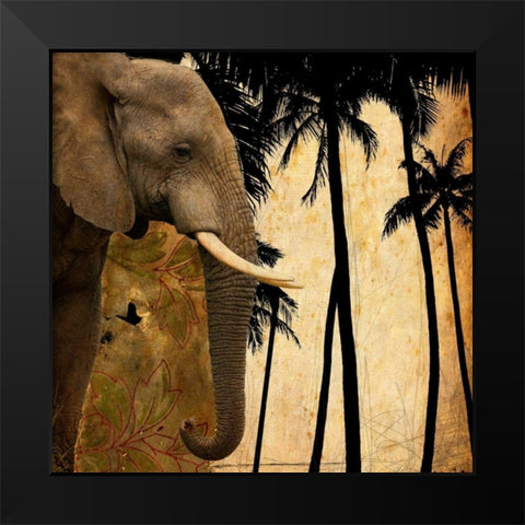 Mighty Elephant 1 Black Modern Wood Framed Art Print by GraphINC