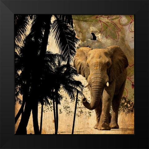 Mighty Elephant 2 Black Modern Wood Framed Art Print by GraphINC
