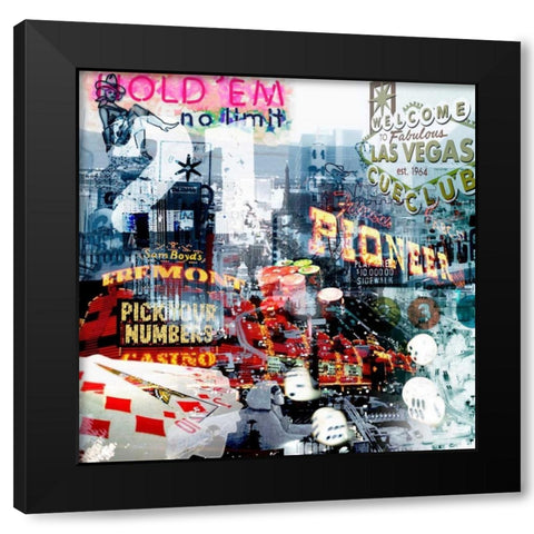 Las Vegas Black Modern Wood Framed Art Print with Double Matting by GraphINC