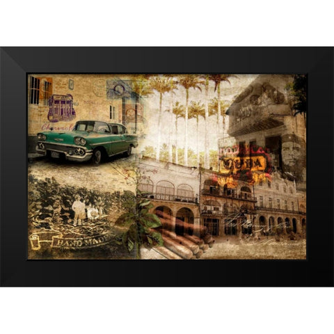 Cuba Black Modern Wood Framed Art Print by GraphINC