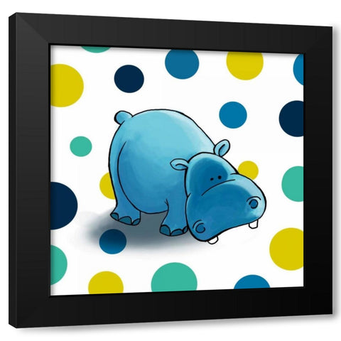 Hippo Black Modern Wood Framed Art Print with Double Matting by GraphINC