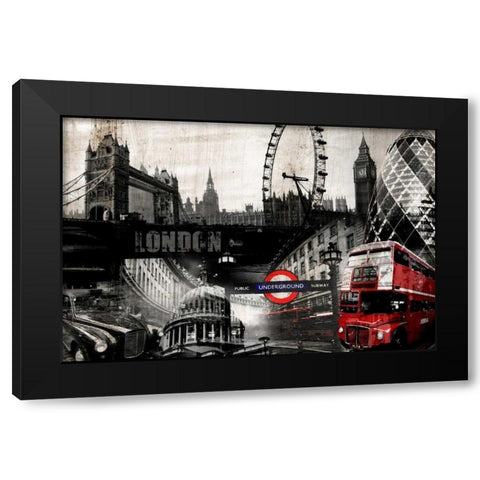 London Black Modern Wood Framed Art Print by GraphINC