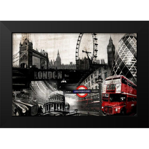 London Black Modern Wood Framed Art Print by GraphINC