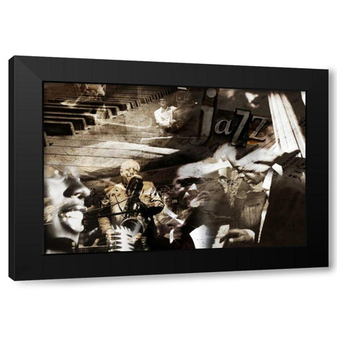 Jazz Black Modern Wood Framed Art Print by GraphINC