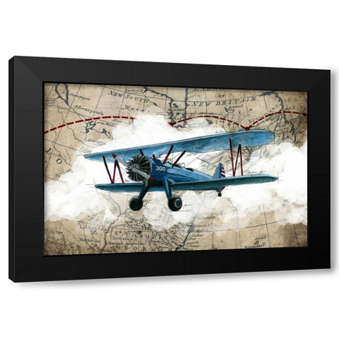 Biplane 1 Black Modern Wood Framed Art Print with Double Matting by GraphINC Studio