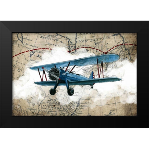 Biplane 1 Black Modern Wood Framed Art Print by GraphINC Studio